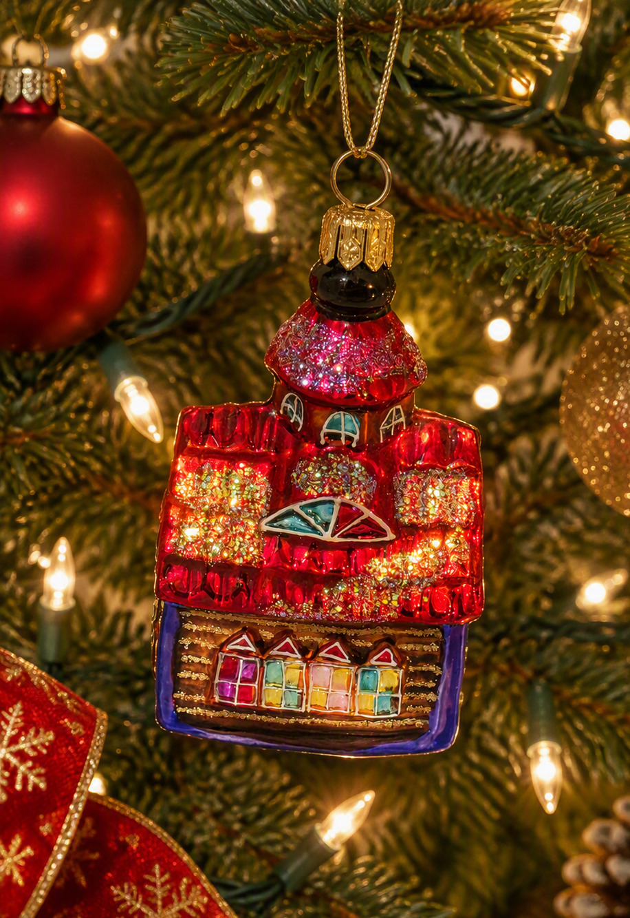 Christopher Radko Glass House Ornament Little Gems Christmas Series 1 3/4"